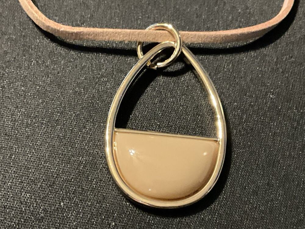 Macy’s Modernist New 22 Leather Cord Enamel Pendant W/ 3in Extender